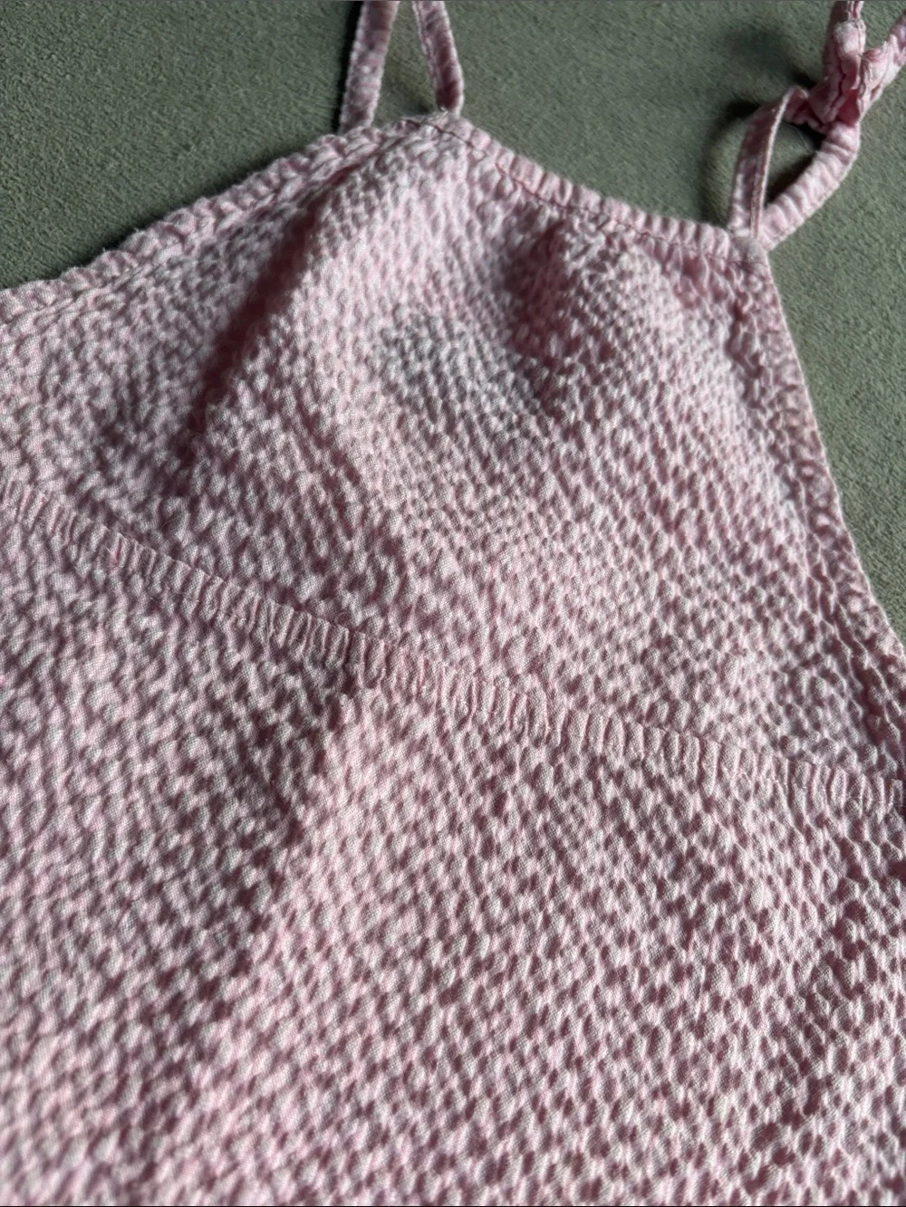 Andy & Evan Mauve Pink Seersucker Textured Tie-Straps Girls Romper Size 9-12M !!